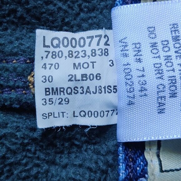 L.L. Bean Classic Fit Green Fleece Lined Mens Tag 35x29 (33X28) Blue Jeans Heavy - Picture 10 of 15